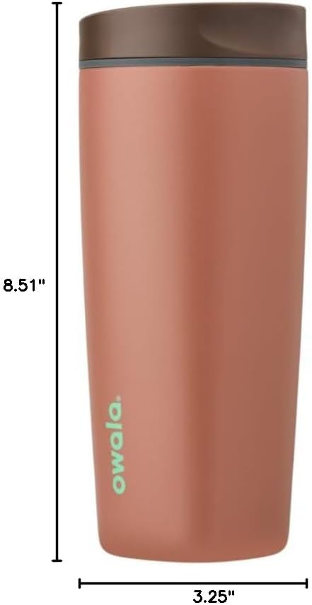 Owala SmoothSip Slider Insulated Stainless Steel Coffee Tumbler, Reusable Iced Coffee Cup, Hot Coffee Travel Mug, BPA Free 20 oz, Grey/Blue (High Dive)