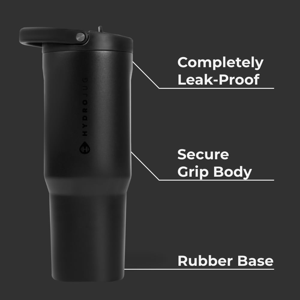HydroJug Sport - Stainless Steel Tumbler with Straw, Vacuum Insulated, 40oz Leakproof Water Bottle, Ergonomic Design, Reusable, Dishwasher Safe, Rubber Base, Durable for Gym or Outdoors, Sage