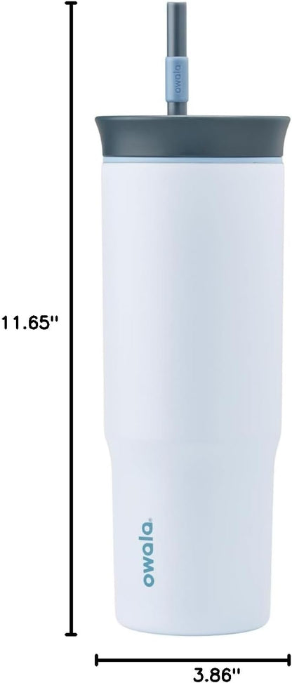 Owala Stainless Steel Triple Layer Insulated Travel Tumbler with Spill Resistant Lid and Straw, BPA Free, 24 oz, Grey/Blue (The Great Blue)