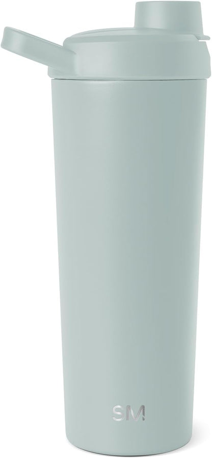 Simple Modern Stainless Steel Shaker Bottle with Ball 24oz | Metal Insulated Cup for Protein Mixes, Shakes and Pre Workout | Rally Collection | Almond Birch
