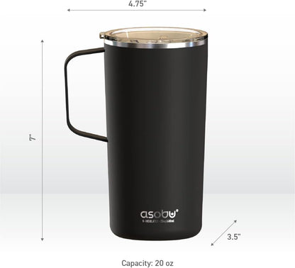 asobu Ultimate Ceramic Travel Mug, 12oz Insulated Stainless Steel Coffee Cup with Handle & Splash-Resistant Lid, Ceramic Lined for Pure Taste, BPA-Free, Double-Wall Vacuum for Hot Drinks