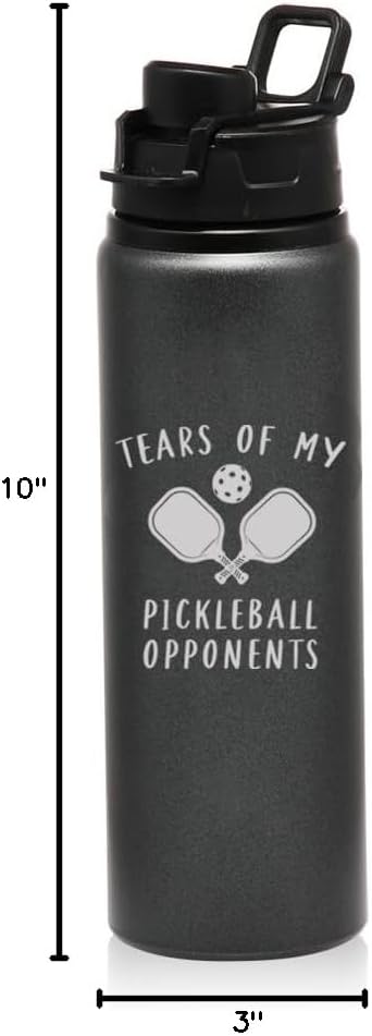 25 oz Water Bottle Sports Travel Mug Gift Tears Of My Pickleball Opponents Funny (Charcoal)