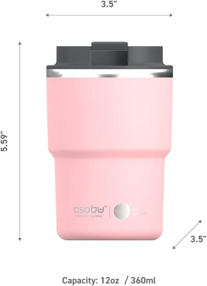 asobu Ultimate Ceramic Travel Mug, 12oz Insulated Stainless Steel Coffee Cup with Handle & Splash-Resistant Lid, Ceramic Lined for Pure Taste, BPA-Free, Double-Wall Vacuum for Hot Drinks