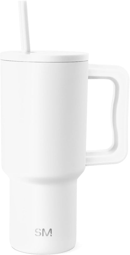 Simple Modern 40 oz Trek Tumbler with Handle and Straw Lid | Cup Holder Friendly Insulated Stainless Steel Travel Mug | Sea Glass Sage - Colors C