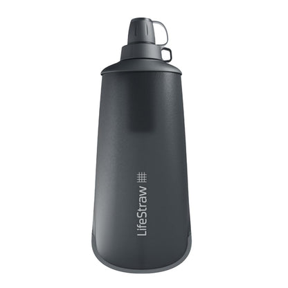 LifeStraw Peak Series - Collapsible Squeeze Bottle Water Filter System – 650ml for Trail Running, Through Hiking, Travel, Cycling, and Fishing; Dark Mountain Gray