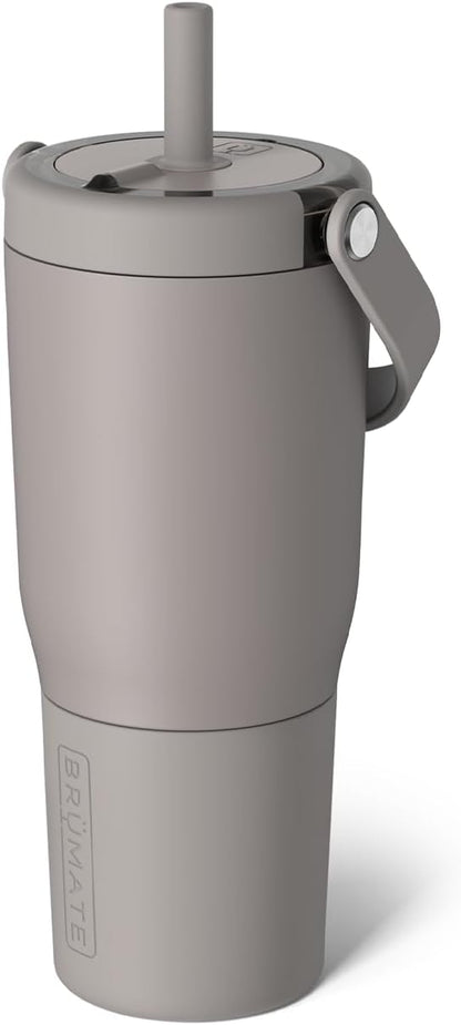 BrüMate Resa 35oz 100% Leakproof Tumbler w/Handle & Straw | Flexible SoftSip Straw | Silicone Sleeve for Durability | Stainless Steel | Cup Holder & Travel Friendly Water Bottle (Java)