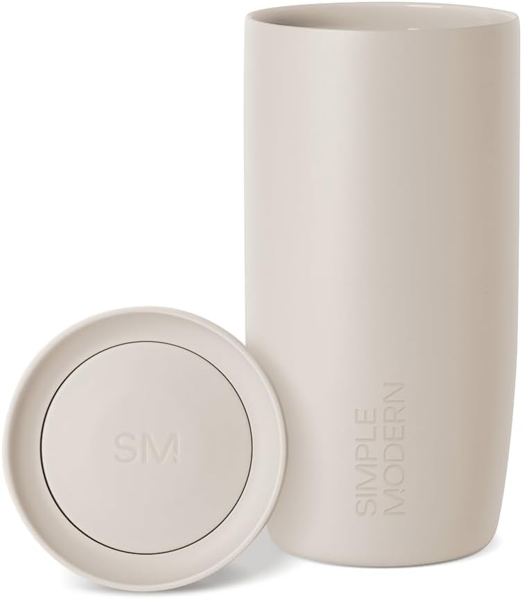 Simple Modern Travel Coffee Mug Tumbler with 360° Lid | Ceramic-Lined Insulated Stainless Steel Cold Brew Iced Coffee Cup | Gifts for Women Men Her Him | Voyager Signature | 16oz | Sea Glass Sage
