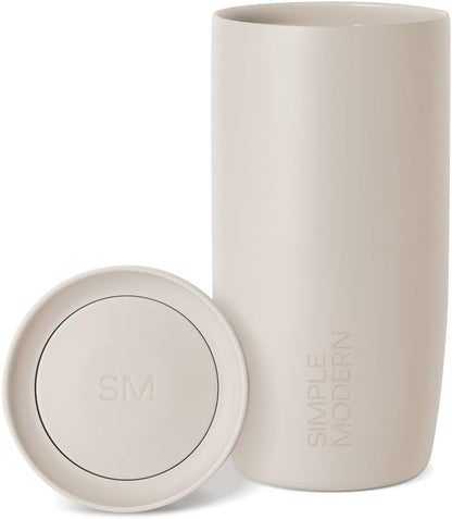 Simple Modern Travel Coffee Mug Tumbler with 360° Lid | Ceramic-Lined Insulated Stainless Steel Cold Brew Iced Coffee Cup | Gifts for Women Men Her Him | Voyager Signature | 16oz | Sea Glass Sage