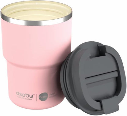 asobu Ultimate Ceramic Travel Mug, 12oz Insulated Stainless Steel Coffee Cup with Handle & Splash-Resistant Lid, Ceramic Lined for Pure Taste, BPA-Free, Double-Wall Vacuum for Hot Drinks