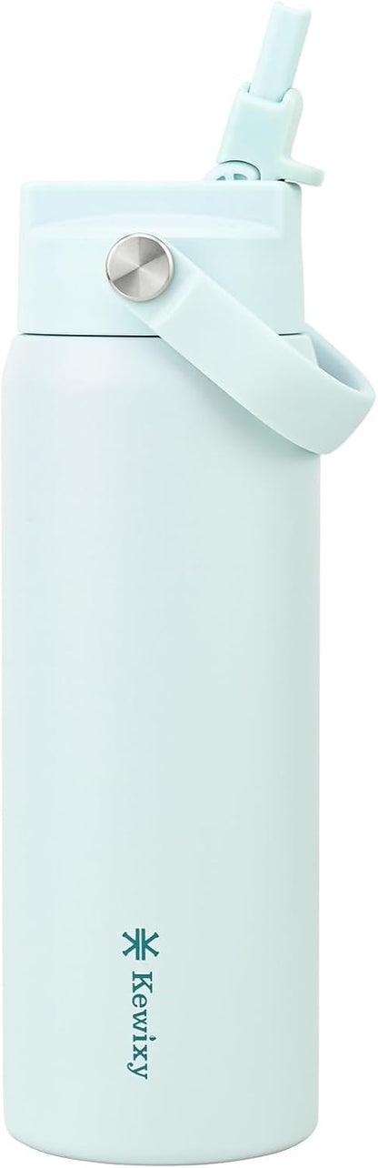 KEWIXY Pickleball Water Bottle 32 oz Insulated, Stainless Steel with Straw, Leak Proof, Keep Cold 24H, Vacuum, Pickleball Gifts for Pickleball Players, Pickleball Lovers, Women Girls Sport