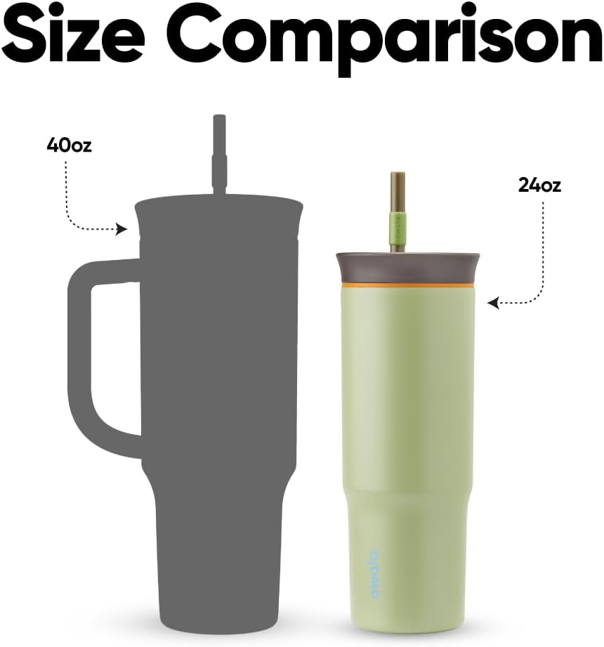 Owala Stainless Steel Triple Layer Insulated Travel Tumbler with Spill Resistant Lid and Straw, BPA Free, 24 oz, Grey/Blue (The Great Blue)