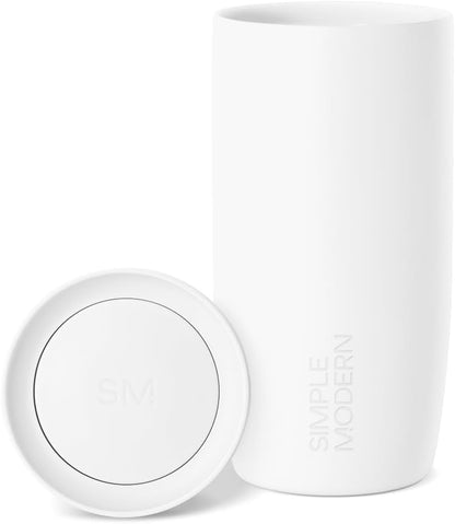 Simple Modern Travel Coffee Mug Tumbler with 360° Lid | Ceramic-Lined Insulated Stainless Steel Cold Brew Iced Coffee Cup | Gifts for Women Men Her Him | Voyager Signature | 16oz | Sea Glass Sage