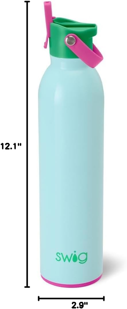 Swig Life 36oz Insulated Water Bottle, Travel Water Bottle with Straw and Lid, Cup Holder Friendly, Stainless Steel (Pickleball)