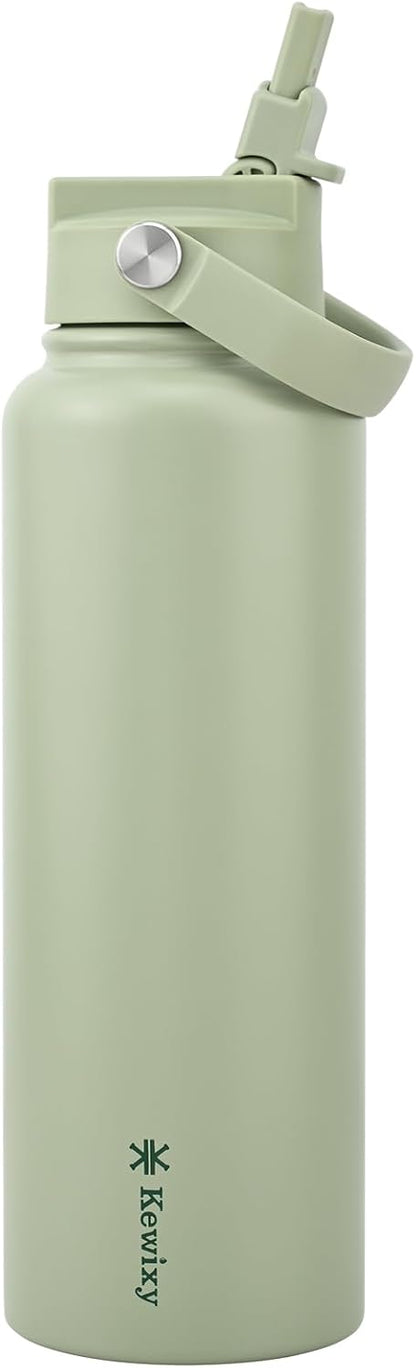 KEWIXY Pickleball Water Bottle 32 oz Insulated, Stainless Steel with Straw, Leak Proof, Keep Cold 24H, Vacuum, Pickleball Gifts for Pickleball Players, Pickleball Lovers, Women Girls Sport