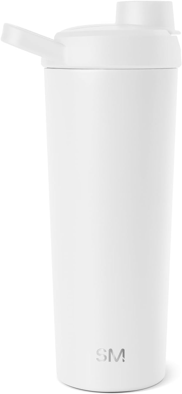 Simple Modern Stainless Steel Shaker Bottle with Ball 24oz | Metal Insulated Cup for Protein Mixes, Shakes and Pre Workout | Rally Collection | Almond Birch