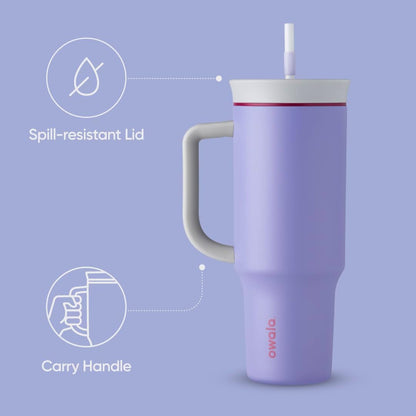 Owala Stainless Steel Triple Layer Insulated Travel Tumbler with Spill Resistant Lid and Straw, BPA Free, 24 oz, Grey/Blue (The Great Blue)