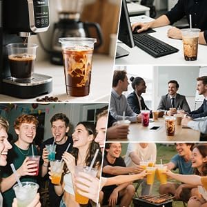 25 Pack 16 oz Clear Plastic Cups with Lids and Straws, Leak-Proof Disposable Iced Coffee Cups, BPA-Free PET Cold Drink Tumblers for Smoothie, Tea and Juice, Crystal Clear To Go Cups