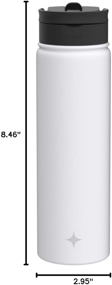 JoyJolt Triple Insulated Water Bottle with Straw Lid AND Flip Lid! 22oz Water Bottle, 12 Hour Hot/Cold Vacuum Insulated Stainless Steel Water Bottle. BPA-Free Leakproof Water Bottles - Thermos Bottle