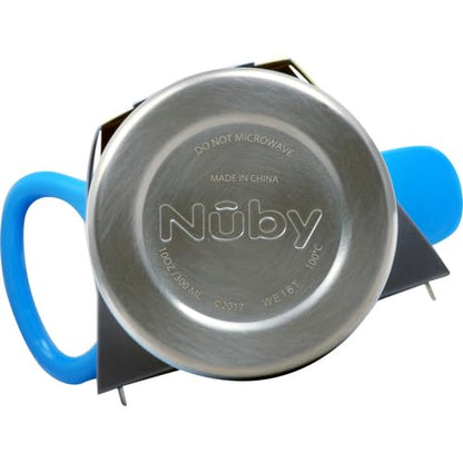 Nuby Thirsty Kids No Spill Flip-It Reflex Stainless Steel Travel Cup or Water Bottle - 10 Oz - 18+ Months - Blue - Back to School Essentials