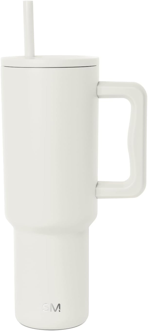 Simple Modern 40 oz Trek Tumbler with Handle and Straw Lid | Cup Holder Friendly Insulated Stainless Steel Travel Mug | Sea Glass Sage - Colors B