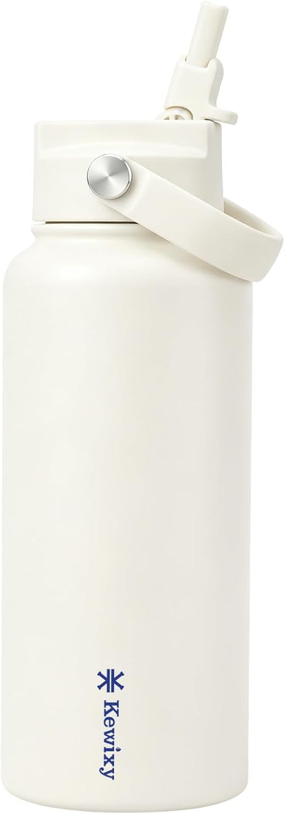 KEWIXY Pickleball Water Bottle 32 oz Insulated, Stainless Steel with Straw, Leak Proof, Keep Cold 24H, Vacuum, Pickleball Gifts for Pickleball Players, Pickleball Lovers, Women Girls Sport
