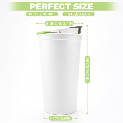 SPLMIFA Travel Coffee Mug Leak-Proof, Reusable Coffee Cups with Lids, Stainless Steel Vacuum Insulated Coffee Tumblers, Thermal Insulation Cup for Men and Women Hot & Cold Drinks(2nd-Green Pink, 12OZ)