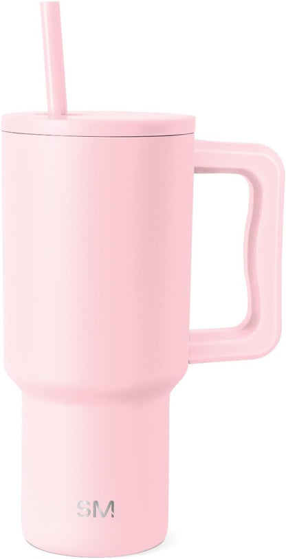 Simple Modern 40 oz Trek Tumbler with Handle and Straw Lid | Cup Holder Friendly Insulated Stainless Steel Travel Mug | Sea Glass Sage - Colors B