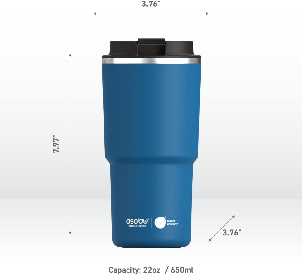 asobu 22oz Extra Large Ceramic-Lined Travel Mug with No Metal Taste-Keeps Flavors True - Double-Wall Vacuum Insulated Coffee Mug with Spill-Proof Pop-Open Lid for Hot Drinks