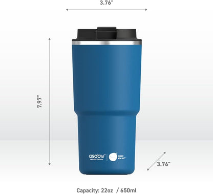 asobu 22oz Extra Large Ceramic-Lined Travel Mug with No Metal Taste-Keeps Flavors True - Double-Wall Vacuum Insulated Coffee Mug with Spill-Proof Pop-Open Lid for Hot Drinks