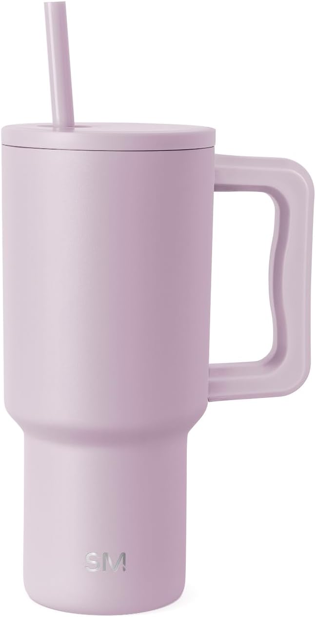 Simple Modern 40 oz Trek Tumbler with Handle and Straw Lid | Cup Holder Friendly Insulated Stainless Steel Travel Mug | Sea Glass Sage - Colors A