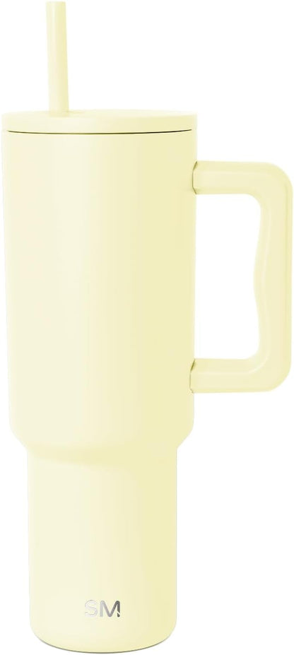 Simple Modern 40 oz Trek Tumbler with Handle and Straw Lid | Cup Holder Friendly Insulated Stainless Steel Travel Mug | Sea Glass Sage - Colors C