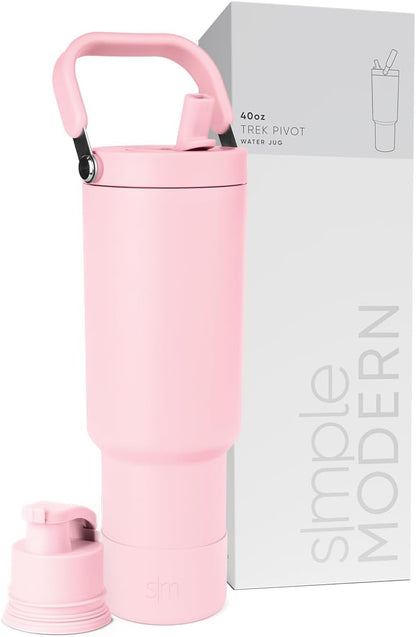 Simple Modern Trek Pivot | 40oz Flip Straw Tumbler with Handle | Water Bottle & Boot | Interchangeable Straw & Chug Lids | Insulated Stainless Steel Jug | Gym Sports Outdoors | Forest - Colors A
