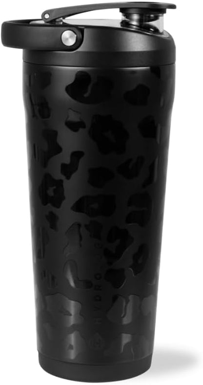 HydroJug 24 oz New Stainless Steel Shaker – Insulated, Leakproof, BPA-Free with Silent Mixing Grate – No Clumps, No Noise – Premium Shaker for Fitness, Sports & Everyday Use, Black