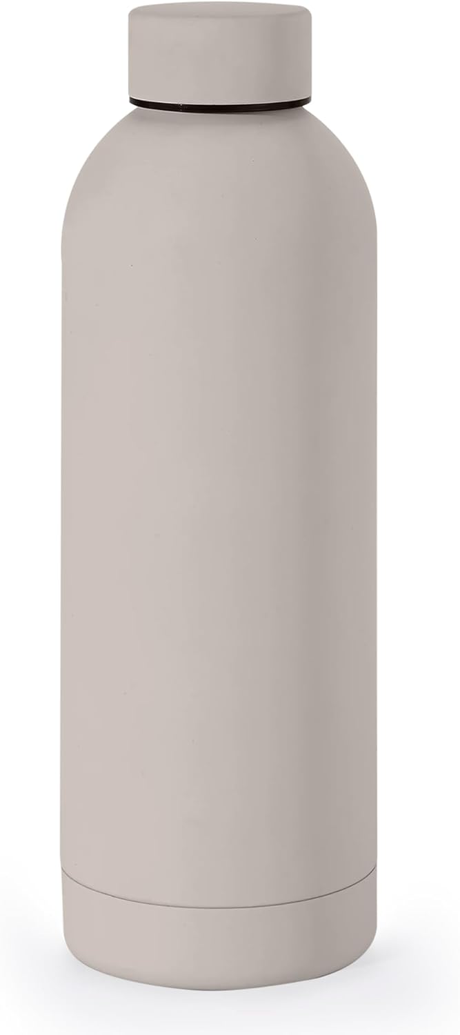 NOBL Stainless Steel Water Bottle,17 oz, 500 ml, Double Wall Vacuum Insulation, Sealed Bottle Keeps Drinks Cold 24 Hrs & Hot 12 Hrs, Leak Proof, Fits Noble Carry-On Cup Holder - Sand