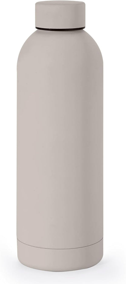 NOBL Stainless Steel Water Bottle,17 oz, 500 ml, Double Wall Vacuum Insulation, Sealed Bottle Keeps Drinks Cold 24 Hrs & Hot 12 Hrs, Leak Proof, Fits Noble Carry-On Cup Holder - Sand