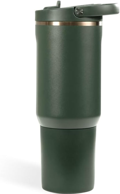 HydroJug Sport - Stainless Steel Tumbler with Straw, Vacuum Insulated, 40oz Leakproof Water Bottle, Ergonomic Design, Reusable, Dishwasher Safe, Rubber Base, Durable for Gym or Outdoors, Sage