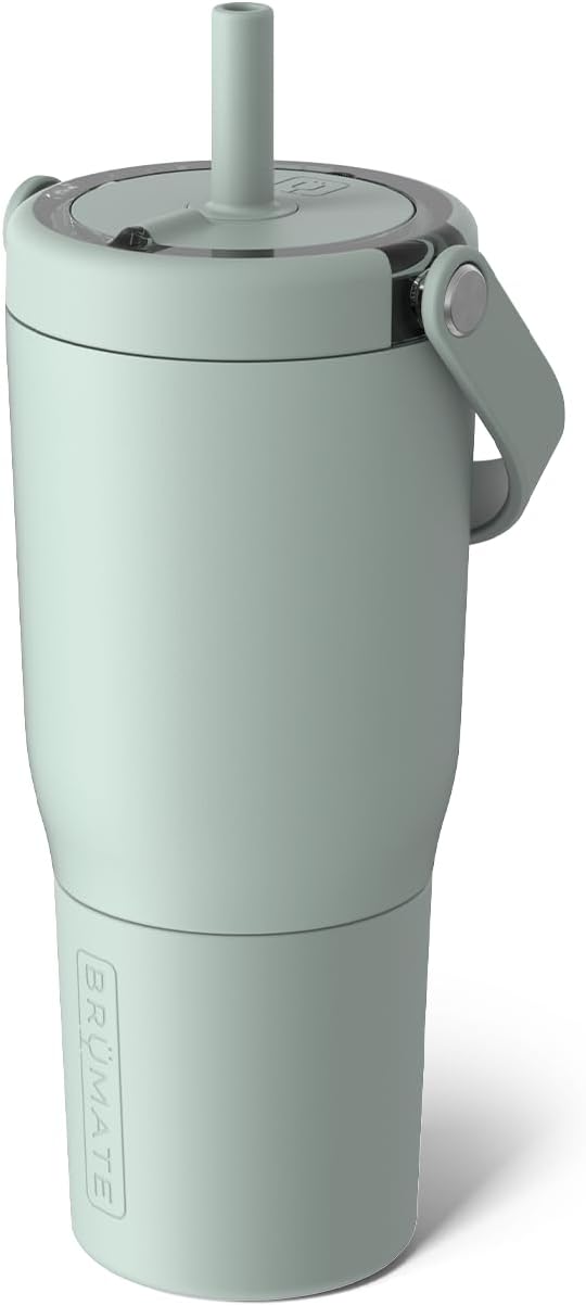 BrüMate Resa 35oz 100% Leakproof Tumbler w/Handle & Straw | Flexible SoftSip Straw | Silicone Sleeve for Durability | Stainless Steel | Cup Holder & Travel Friendly Water Bottle (Java)
