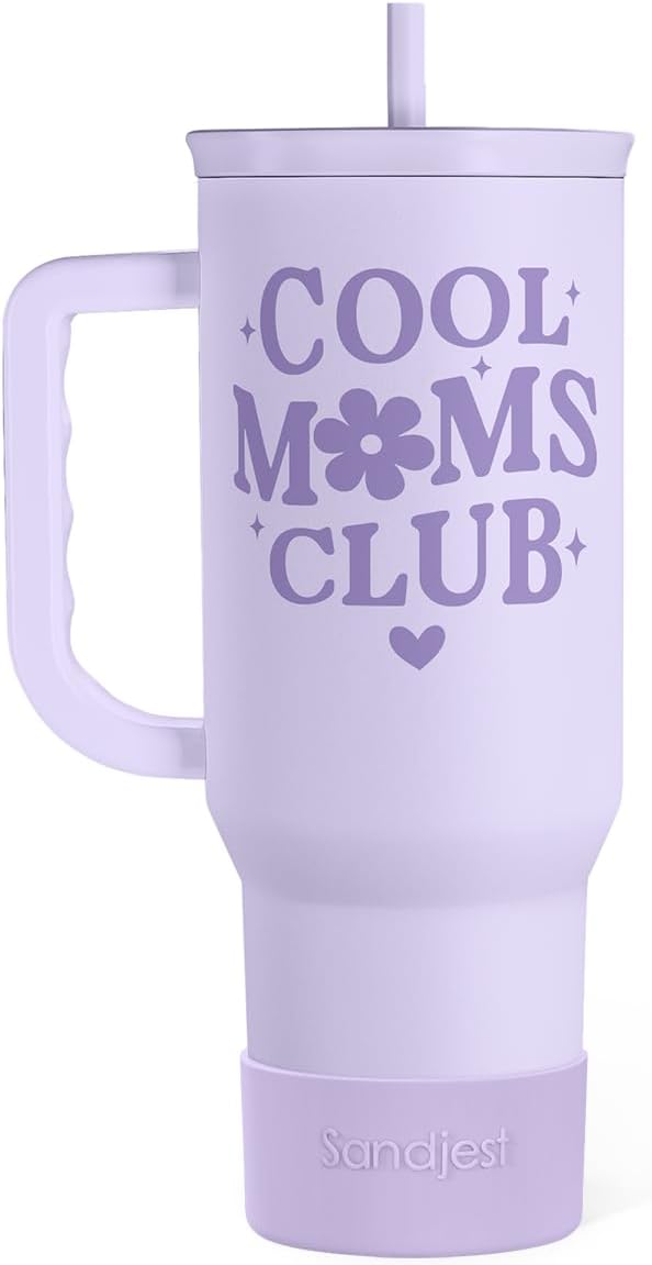 Floral Tumbler with Handle 40oz, Stainless Steel Insulated Tumblers Coffee Travel Mug Cup with Straw, Flower Coffee Cup Gifts for Women Girls, Gift for Her on Christmas Birthday Mothers Day