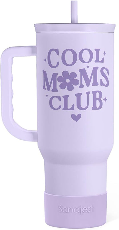 Floral Tumbler with Handle 40oz, Stainless Steel Insulated Tumblers Coffee Travel Mug Cup with Straw, Flower Coffee Cup Gifts for Women Girls, Gift for Her on Christmas Birthday Mothers Day