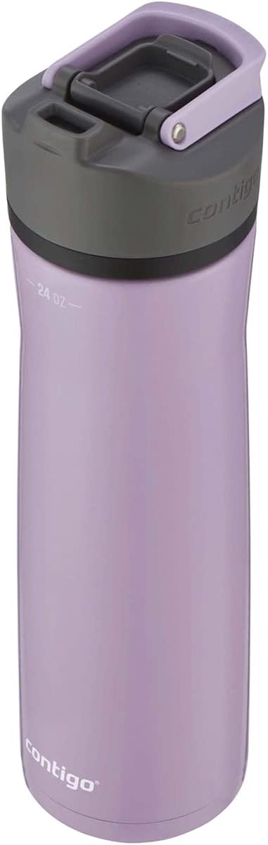 Contigo Cortland Chill 2.0 Vacuum-Insulated Stainless Steel Water Bottle, Spill-Proof Sip Technology, Interchangeable Lid, 24oz, Steel/Licorice, Perfect for Fitness Travel Everyday Use