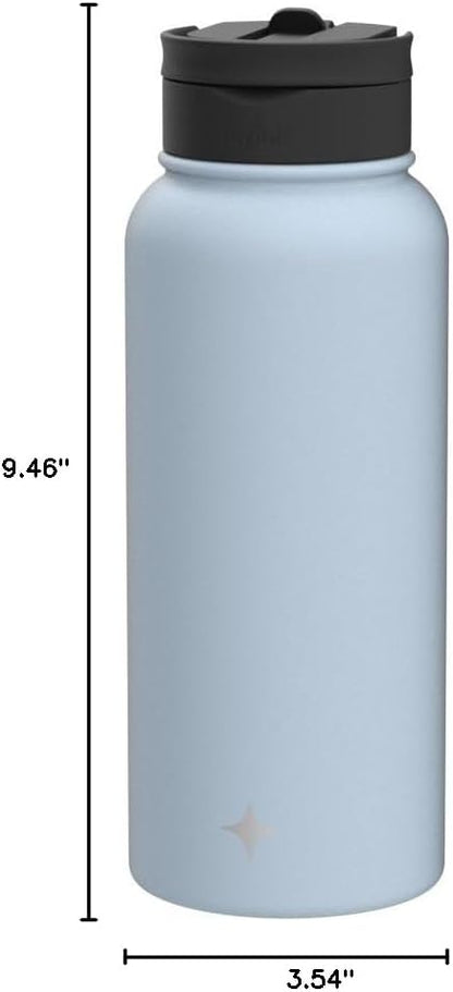 JoyJolt Triple Insulated Water Bottle with Straw Lid AND Flip Lid! 22oz Water Bottle, 12 Hour Hot/Cold Vacuum Insulated Stainless Steel Water Bottle. BPA-Free Leakproof Water Bottles - Thermos Bottle