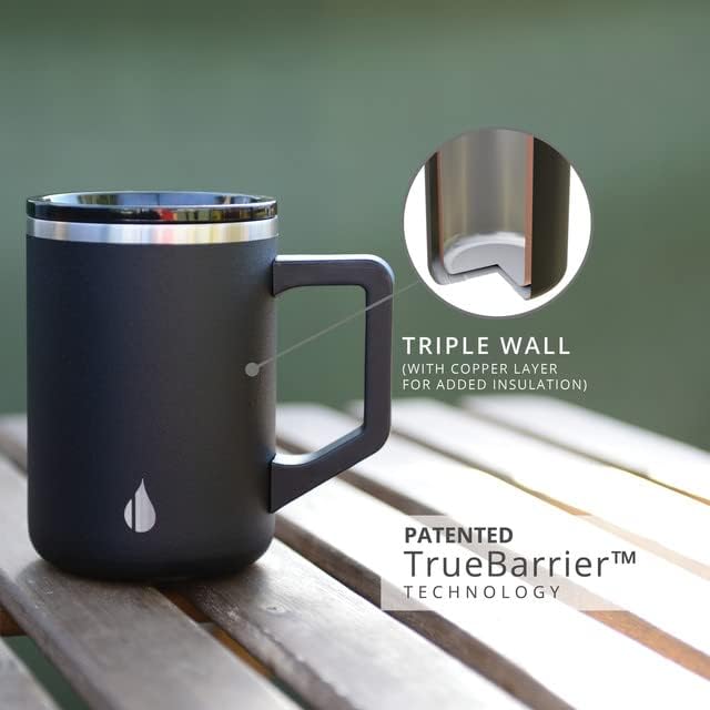 Elemental Insulated Coffee Mug - Triple-Wall Stainless Steel Summit Travel Cup for Hot and Cold Drinks - Thermal Coffee Mug with Lid and Handle for Camping, Office & Travel 16oz - Rainbow Speckle