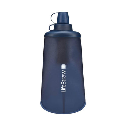 LifeStraw Peak Series - Collapsible Squeeze Bottle Water Filter System – 650ml for Trail Running, Through Hiking, Travel, Cycling, and Fishing; Dark Mountain Gray