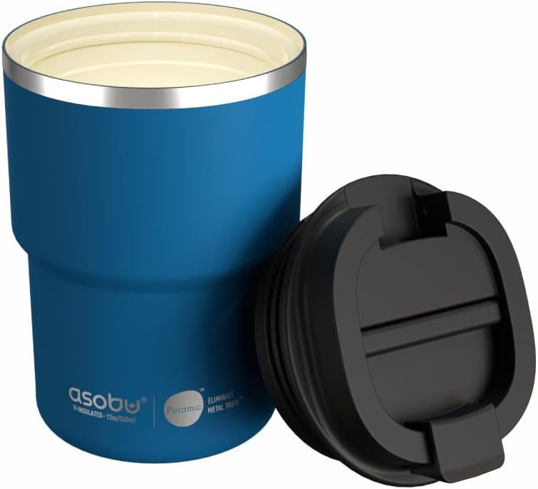 asobu Ultimate Ceramic Travel Mug, 12oz Insulated Stainless Steel Coffee Cup with Handle & Splash-Resistant Lid, Ceramic Lined for Pure Taste, BPA-Free, Double-Wall Vacuum for Hot Drinks