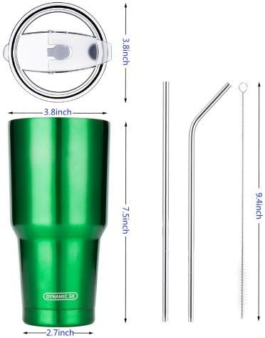 D·S 30oz Blue Tumbler Stainless Steel Double Wall Vacuum Insulated Mug with Straw and Lid, Cleaning Brush for Cold and Hot Beverages