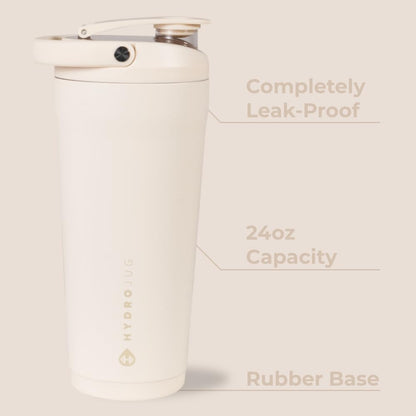 HydroJug 24 oz New Stainless Steel Shaker – Insulated, Leakproof, BPA-Free with Silent Mixing Grate – No Clumps, No Noise – Premium Shaker for Fitness, Sports & Everyday Use, Black