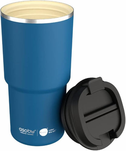asobu 22oz Extra Large Ceramic-Lined Travel Mug with No Metal Taste-Keeps Flavors True - Double-Wall Vacuum Insulated Coffee Mug with Spill-Proof Pop-Open Lid for Hot Drinks