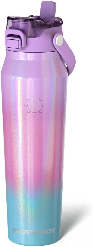 Frost Buddy 24oz Insulated Water Bottle with Straw & Chug Lid | Leak-Proof Stainless Steel | 24-Hours Cold | Sweat-Proof, Cup Holder Friendly | Ideal for Gym, Travel, Sports & Everyday Hydration - Colors B