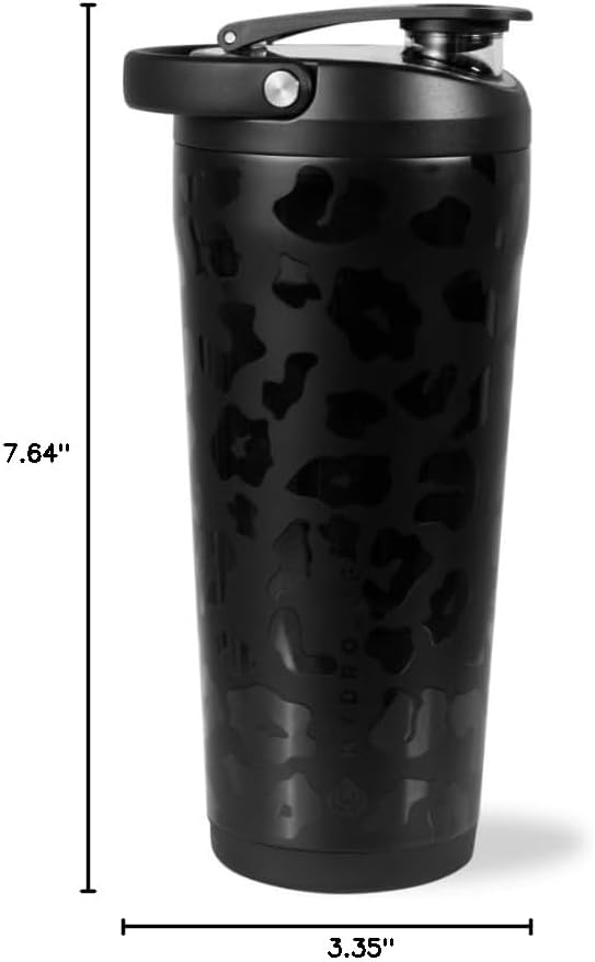 HydroJug 24 oz New Stainless Steel Shaker – Insulated, Leakproof, BPA-Free with Silent Mixing Grate – No Clumps, No Noise – Premium Shaker for Fitness, Sports & Everyday Use, Black