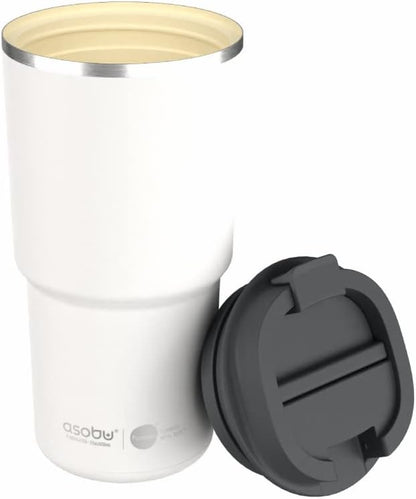 asobu 22oz Extra Large Ceramic-Lined Travel Mug with No Metal Taste-Keeps Flavors True - Double-Wall Vacuum Insulated Coffee Mug with Spill-Proof Pop-Open Lid for Hot Drinks